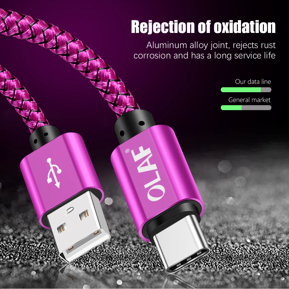 Кабель USB Type-C Olaf кабель C для быстрой зарядки и передачи данных Samsung S8 S9 Xiaomi mi 8 Huawei