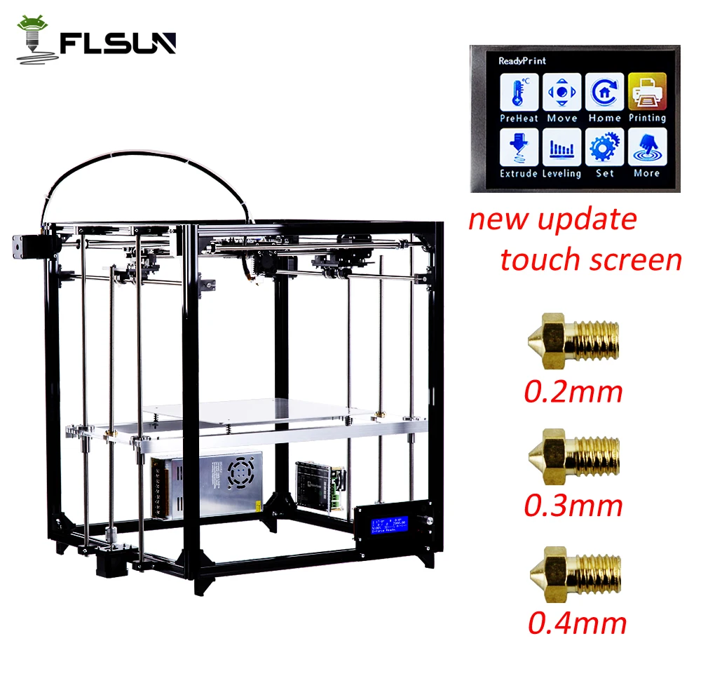 Корабль из Германии Flsun 3d принтер металлическая рамка большой размер печати Diy 3 D принтер автоматическое выравнивание кровать с подогревом один рулон нити