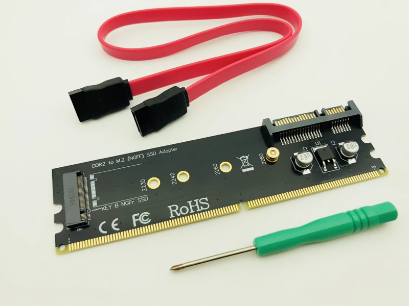 

M.2 разъем DDR2 адаптер Raiser DDR до M2 SSD Riser B KEY NGFF M.2 SSD конвертер карта SATA Power 7Pin SATA дата-порт к материнской плате