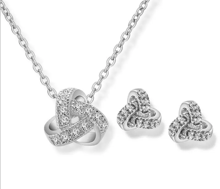 Подгоняйте кристалл невесты узел серьги ожерелье подарки свадебные ювелирные