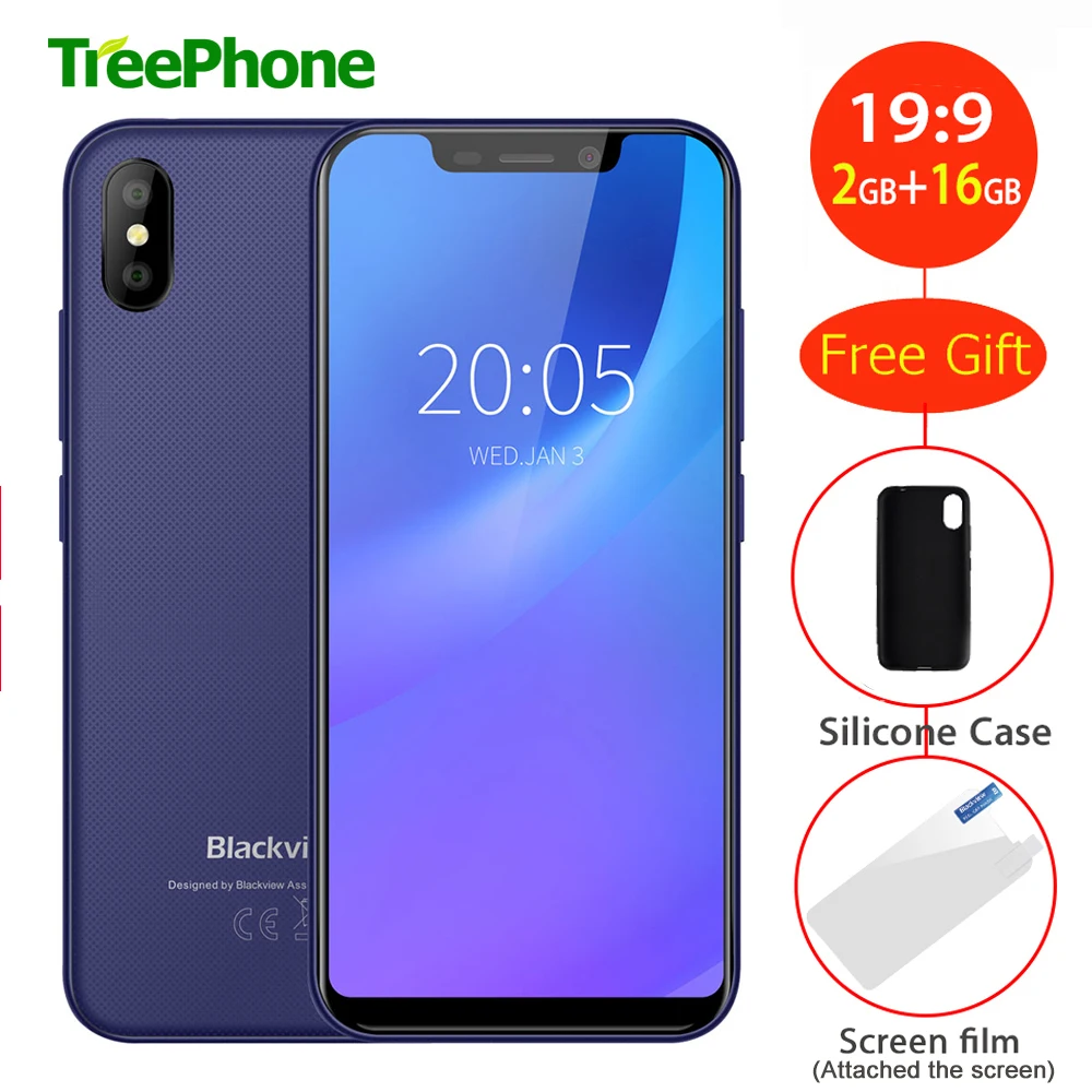 Blackview A30 5 'ཏ:9 ips дисплей Face ID смартфон 2 ГБ + 16 8.0MP Камера мобильного телефона 3G