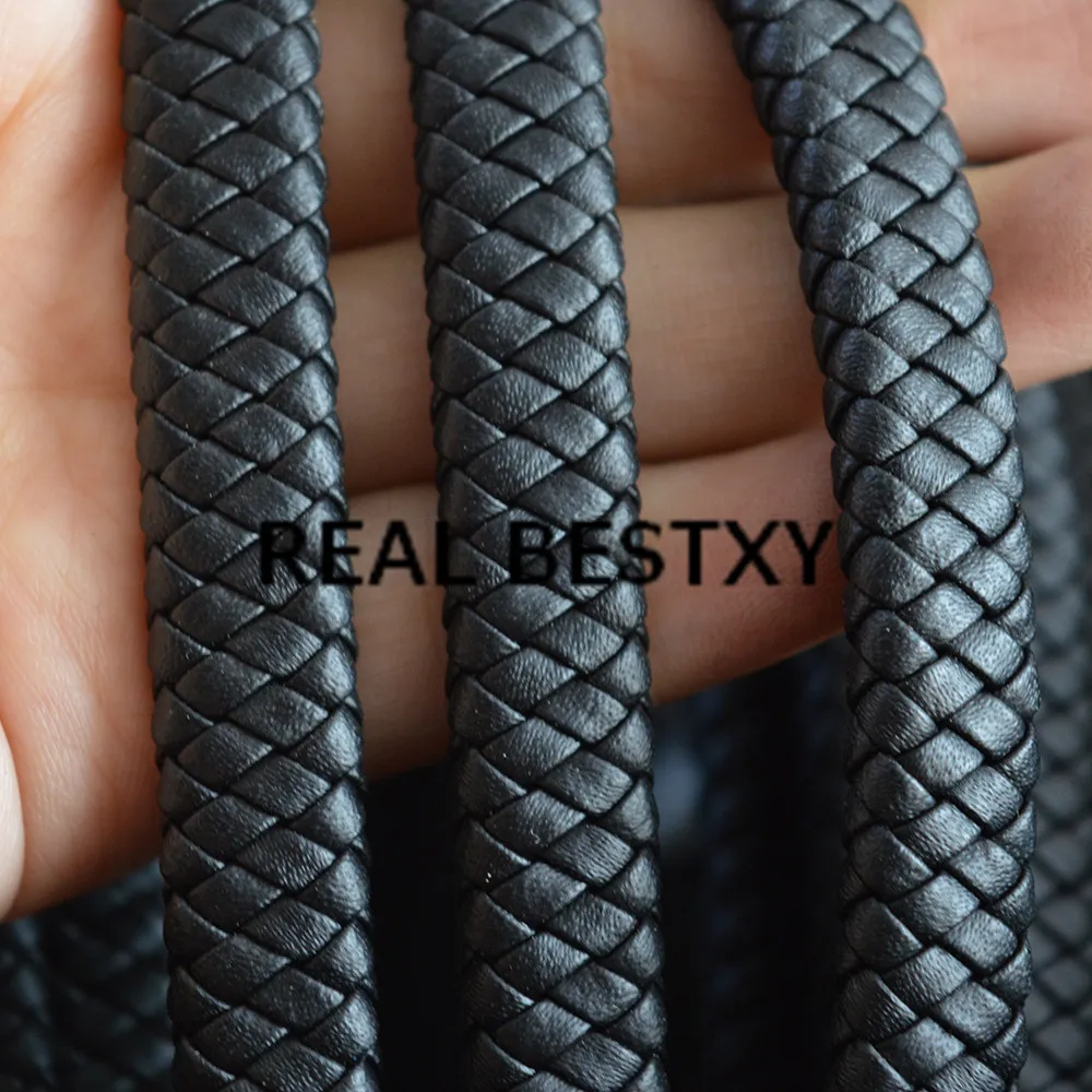 Реальный BESTXY 5 м/лот 12*6 мм черный плетеный плоский кожаный шнурок из натуральной