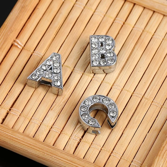 26 шт. 8 мм прозрачные стразы серебряные буквы A Z скользящие бусины DIY браслеты