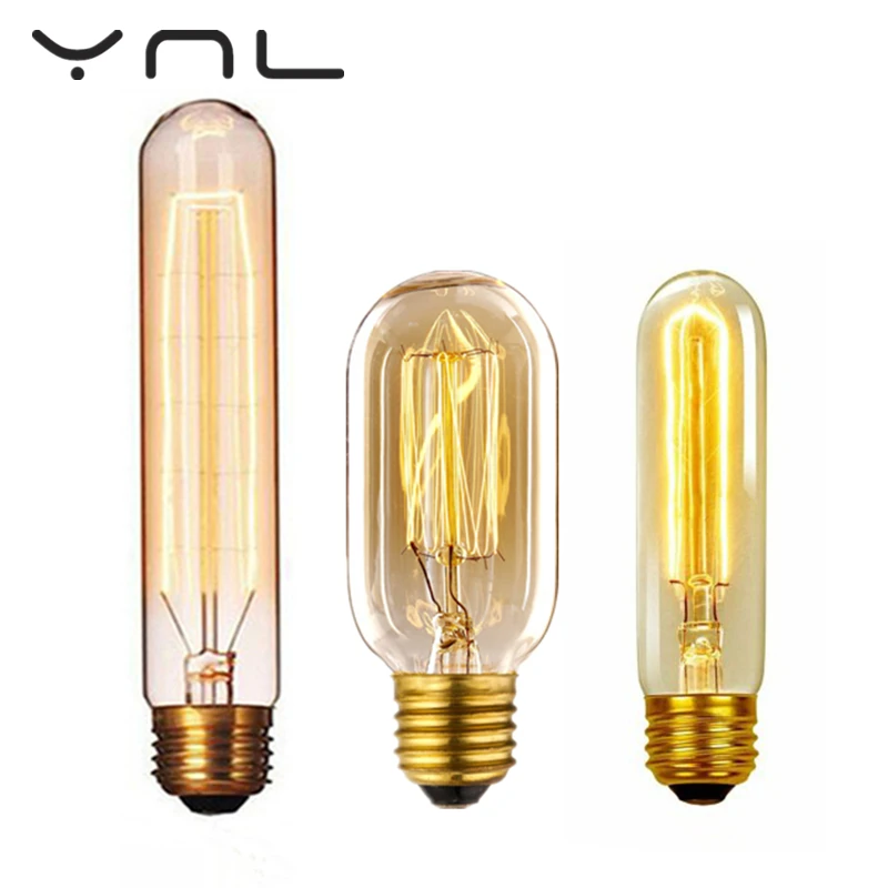 Ретро Эдисон светильник лампа E27 220V 40W T185 T10 T45 накаливания ampoule старинные лампы