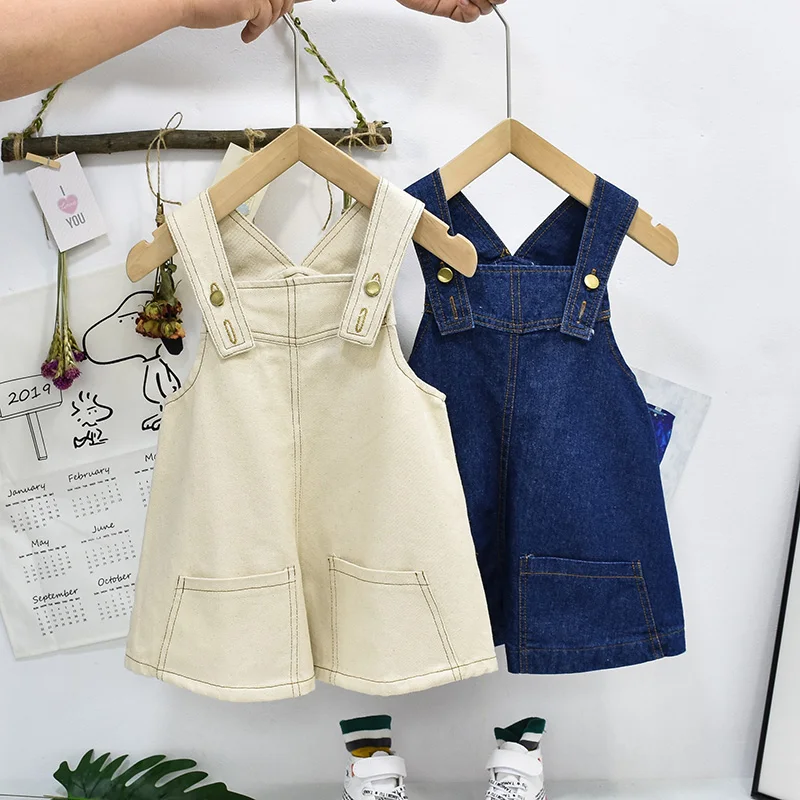 Новинка лета 2020 джинсовые комбинезоны для маленьких девочек детская одежда в
