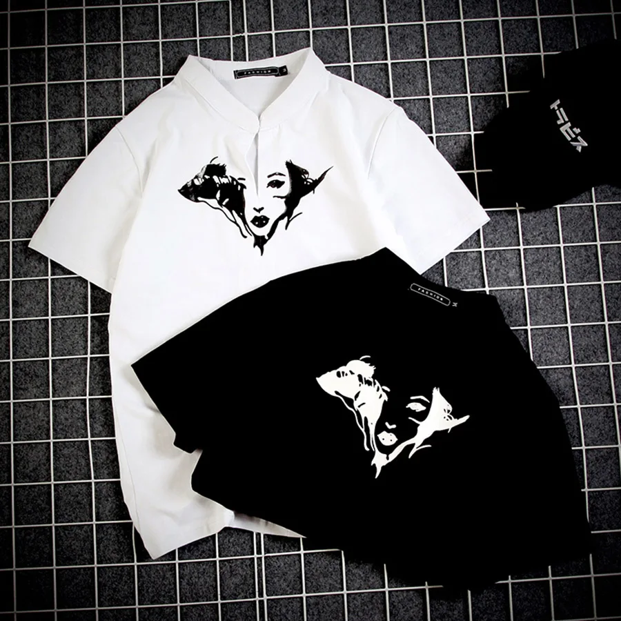 Мужская рубашка поло с коротким рукавом большие размеры на заказ аниме эстетика