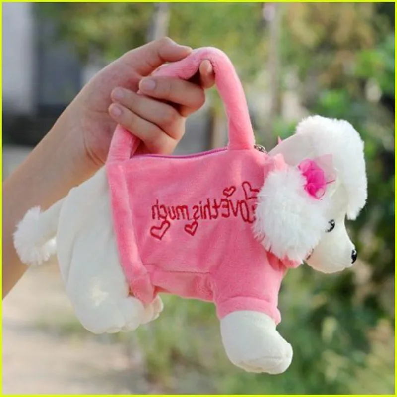 

makeup bag gift Cute BearShape Plush Bag Handbag Purse for Pink and Beige Children 's animal cartoon pencil bag Shapi dolls dog