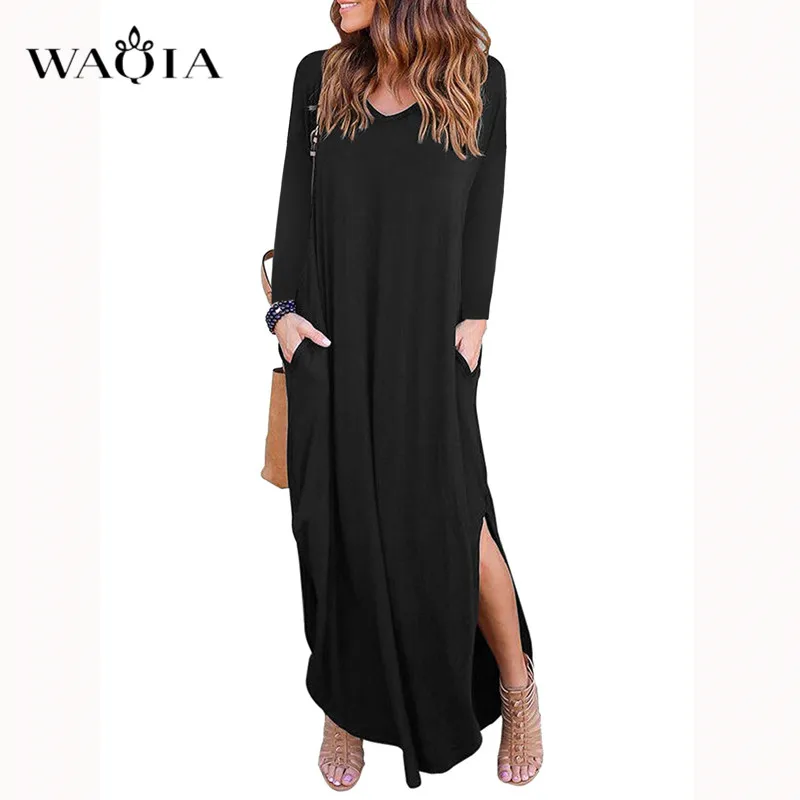 Waqia/2018 женское летнее платье большого размера хлопковое длинное с длинным