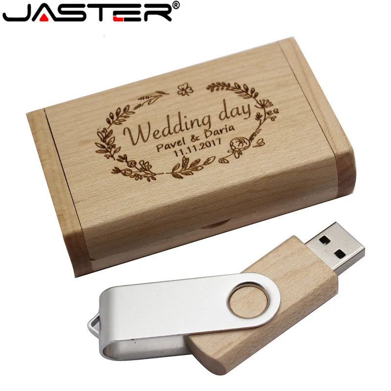 JASTER поворотный USB флэш накопитель 4 ГБ 8 16 32 usb 2 0 ручка деревянная коробка