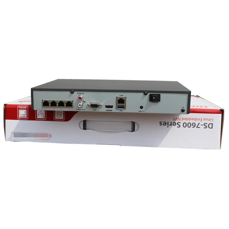 Hik оригинальный ds-7604ni-e1/4 P экономические 4ch PoE NVR для IP Камера CCTV Системы VGA