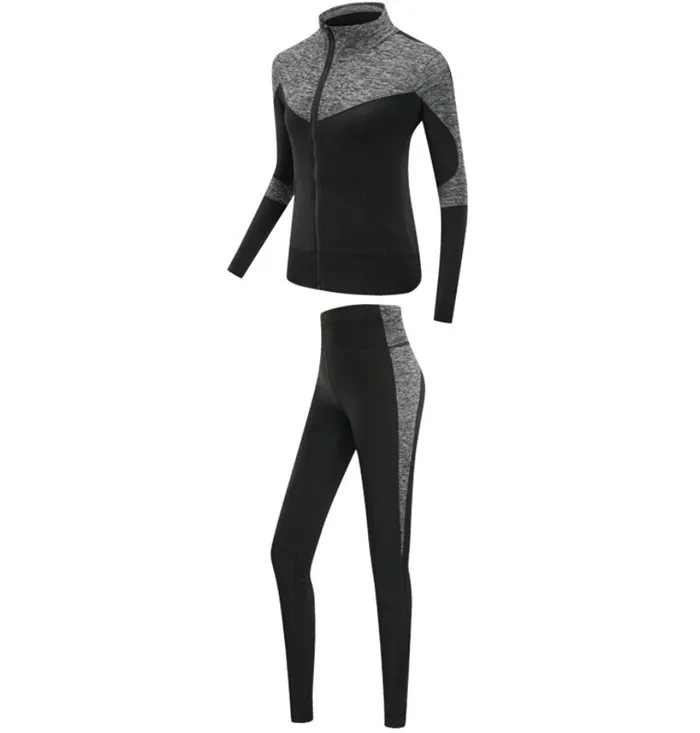2 piece set j Быстросохнущая женская спортивная одежда, комплект из 4 предметов, комплект одежды для фитнеса, спортзала, йоги, пальто+ бюстгальтер+ футболка+ леггинсы,, для тренировок, бега - Цвет: 2 piece set j