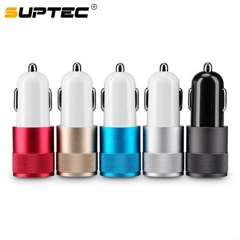 SUPTEC 2.4A устройство для автомобиля с двумя портами USB зарядное со светодиодным
