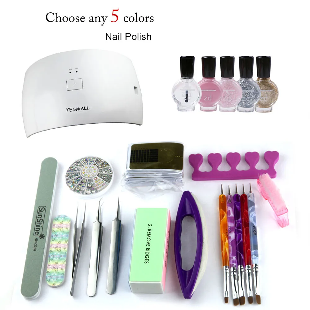 Nail Art Pro DIY полный набор отклеивания гель лака наборы для маникюра 24 Вт отверждения