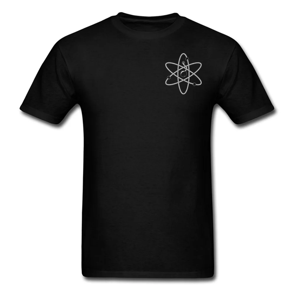 Мужская футболка из чистого хлопка с принтом Atom Bomb Sheldon Cooper черная зимняя круглым
