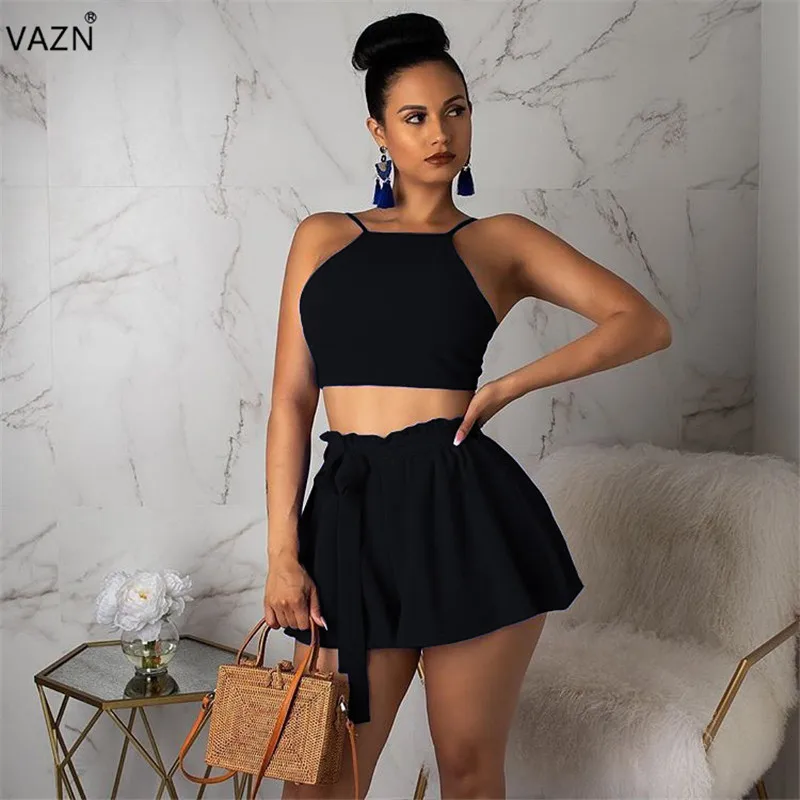 Женский однотонный костюм VAZN комплект из 2 предметов с круглым вырезом и без