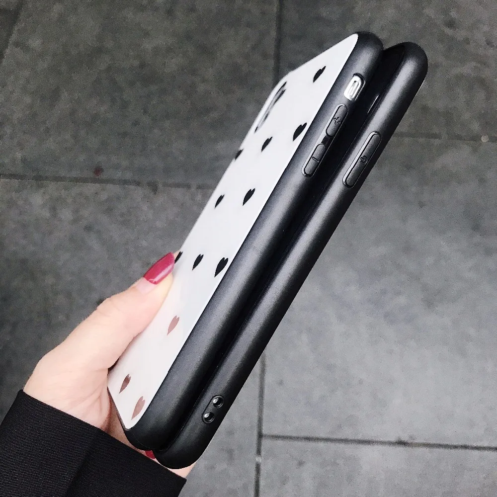 Jomanga прекрасное сердце закаленное стекло чехол для телефона iphone XS Max XR Милые анти