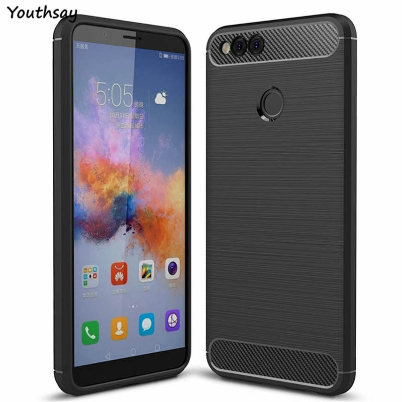 Huawei Honor 7X чехол мягкий углеродного волокна тонкий ТПУ антидетонационных телефона