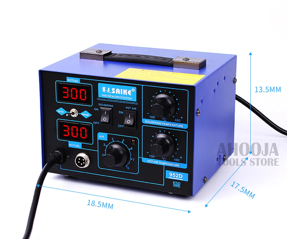 SAIKE 952D High Power Heat Gun Desoldering Station 2 In 1 Hot Air Gun+ Soldering Iron Rework Soldering Station Welding Tool Kit