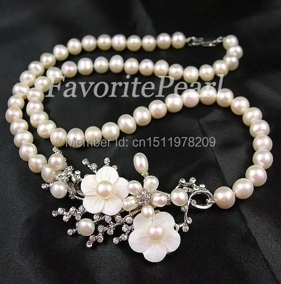 Жемчужное ожерелье свадебное цветочное подружек невесты 20 5 дюйма 8 9 мм модные