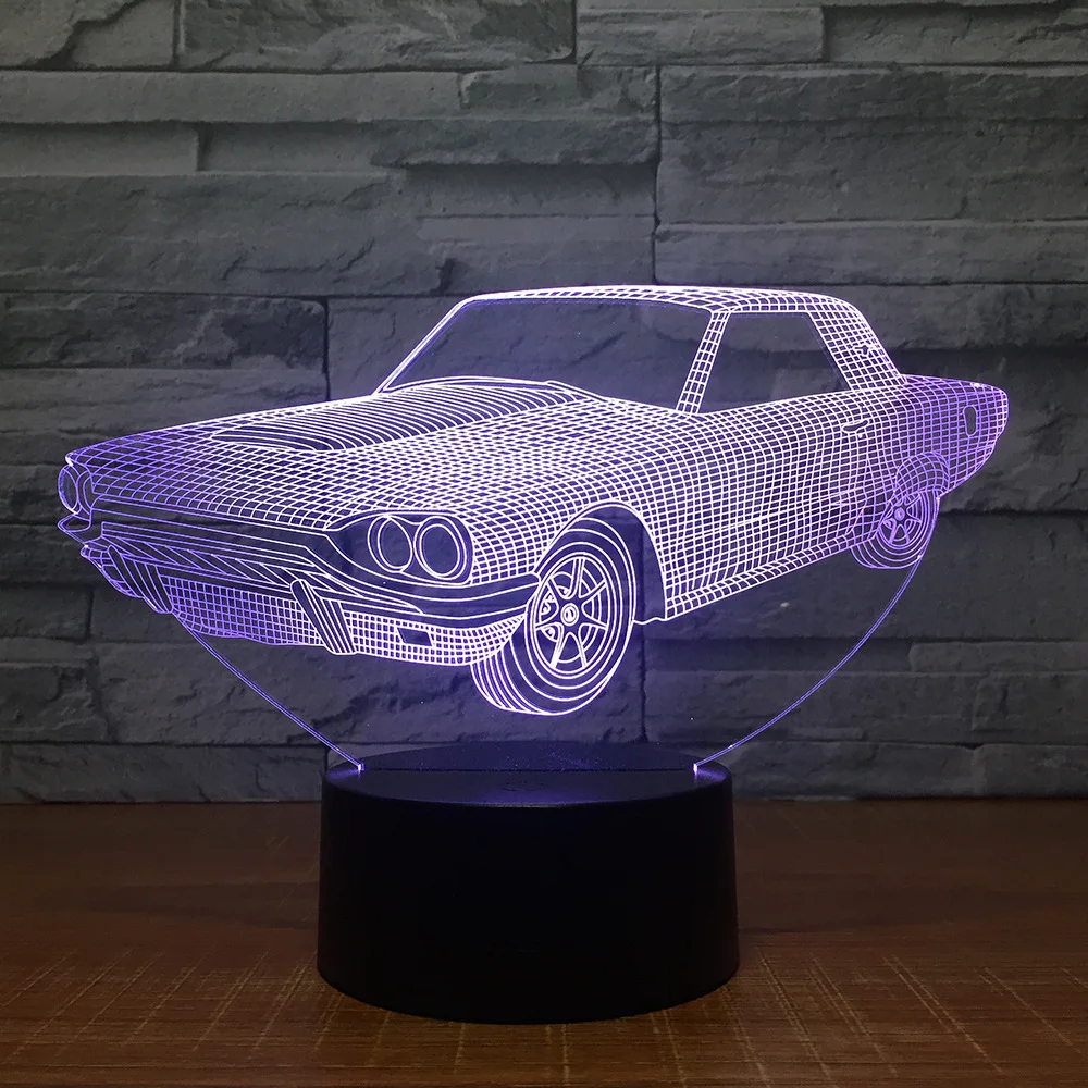 Модель автомобиля светодиодный 3D лампа Usb Иллюзия красочный настольный светильник детская спальня ночник домашняя атмосферная лампа Прямая