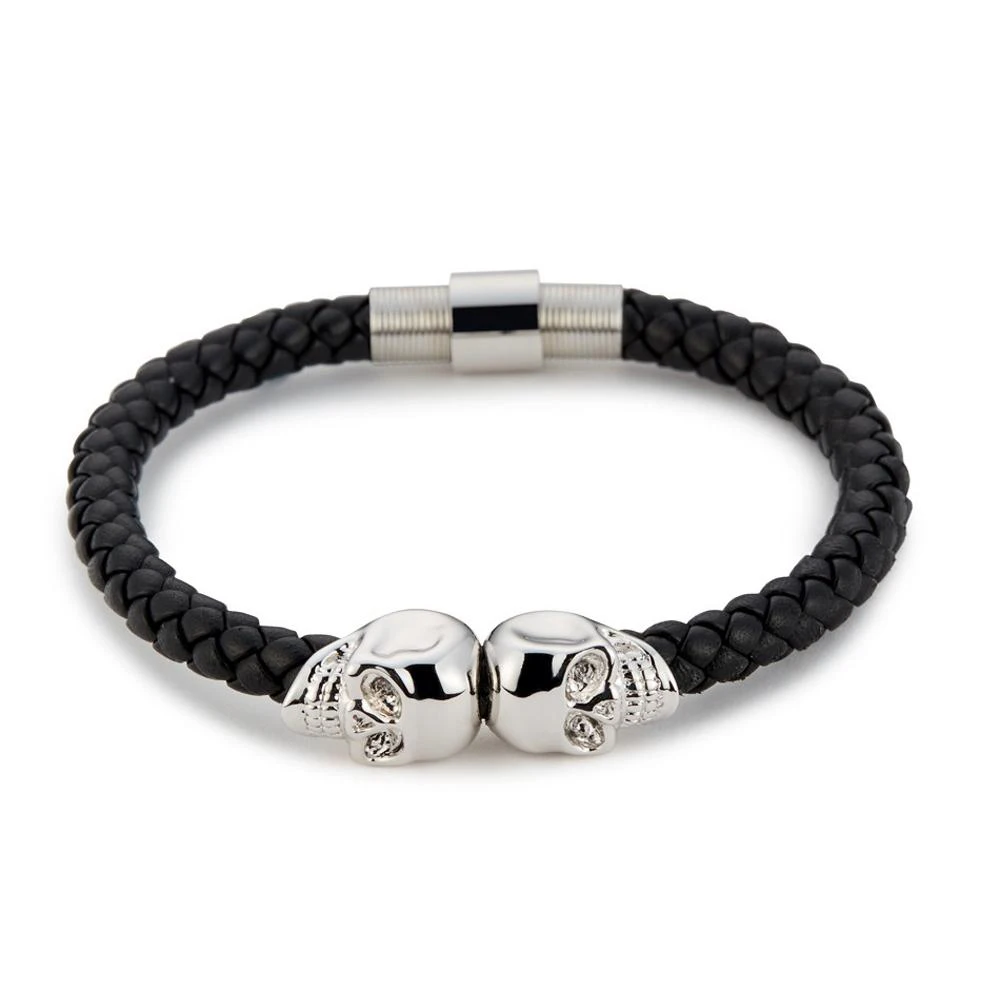 Модный красный плетеный браслет из натуральной кожи женский нержавеющей стали