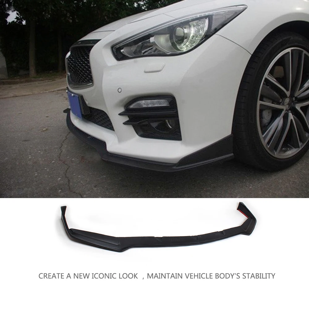 Черный разрисованный передний бампер из искусственной кожи спойлер для infiniti Q50