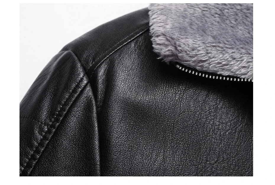 Leren Jas Mannen Fur Collar Sheepskin Leather Jacket Men Winter Black Fleece Jacket Lamb Skin Coat Mens Thick Business Coats 4XL