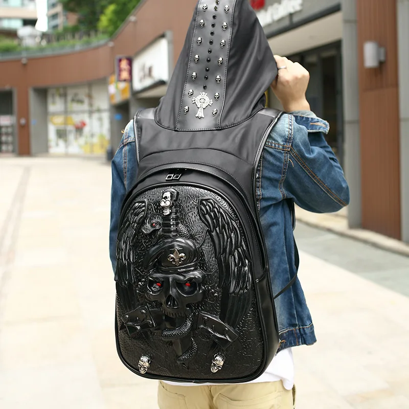 Панк Рюкзак Улица Рок Для мужчин женщин Азраил Череп рюкзаки для
