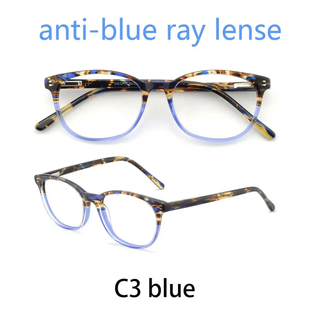 C3a blue OCCI очки chiari Женская оправа прозрачные линзы близорукость оптические очки модные ацетатные очки для глаз розовый красный MEGHA - Цвет оправы: C3a blue