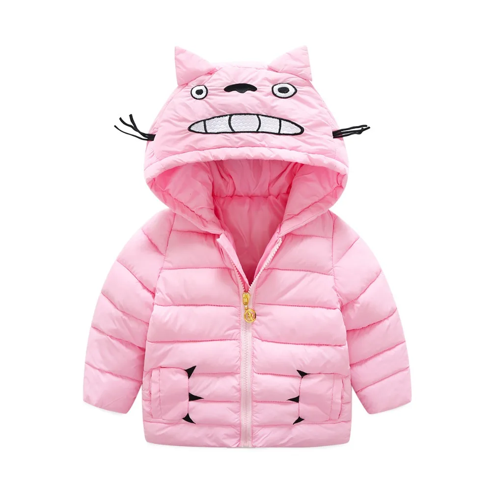 2017 New Brand Korean Cute Cat Cotton-padded Clothes Baby Girls/Boys Hooded Zipper Cartoon Down/Parkas Kids Jacket/Outerwear Top |