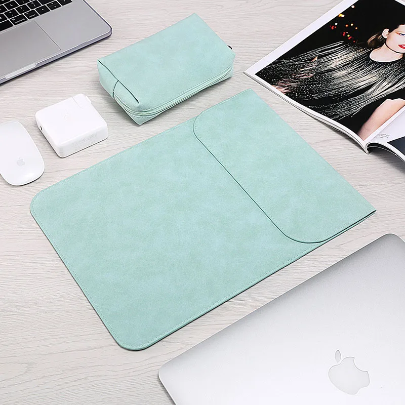 Green Чехол для ноутбука с магнитной пряжкой для Macbook Air Pro 11 12 13,3 15,6 Asus Dell hp notebook Sleeve 13,3 15 водонепроницаемый матовый чехол - Цвет: Green
