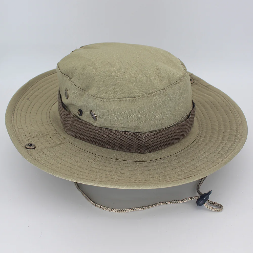 Khaki Панама шляпа Сафари Boonie шляпа мужская Панама Рыбалка Хлопок Открытый Унисекс для женщин Лето Охота Боб Защита от солнца рыбак шляпы - Цвет: Khaki