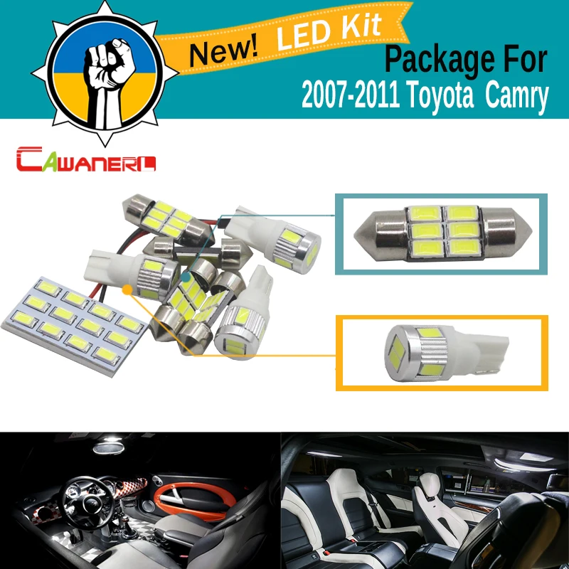 

Cawanerl Car 5630 SMD LED Package Kit LED Interior Map Dome Courtesy Trunk Light White For Toyota Camry 2007 2008 2009 2010 2011