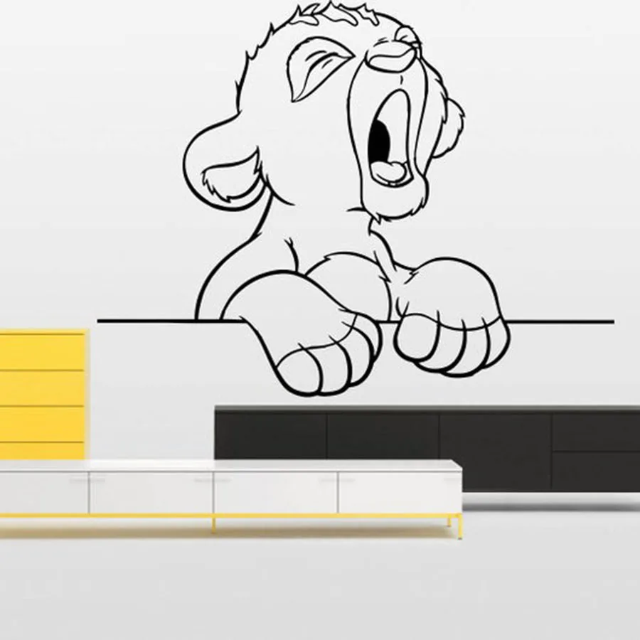 Лев Король Наклейка на стену милый Simba мультяшный винил наклейки для детей