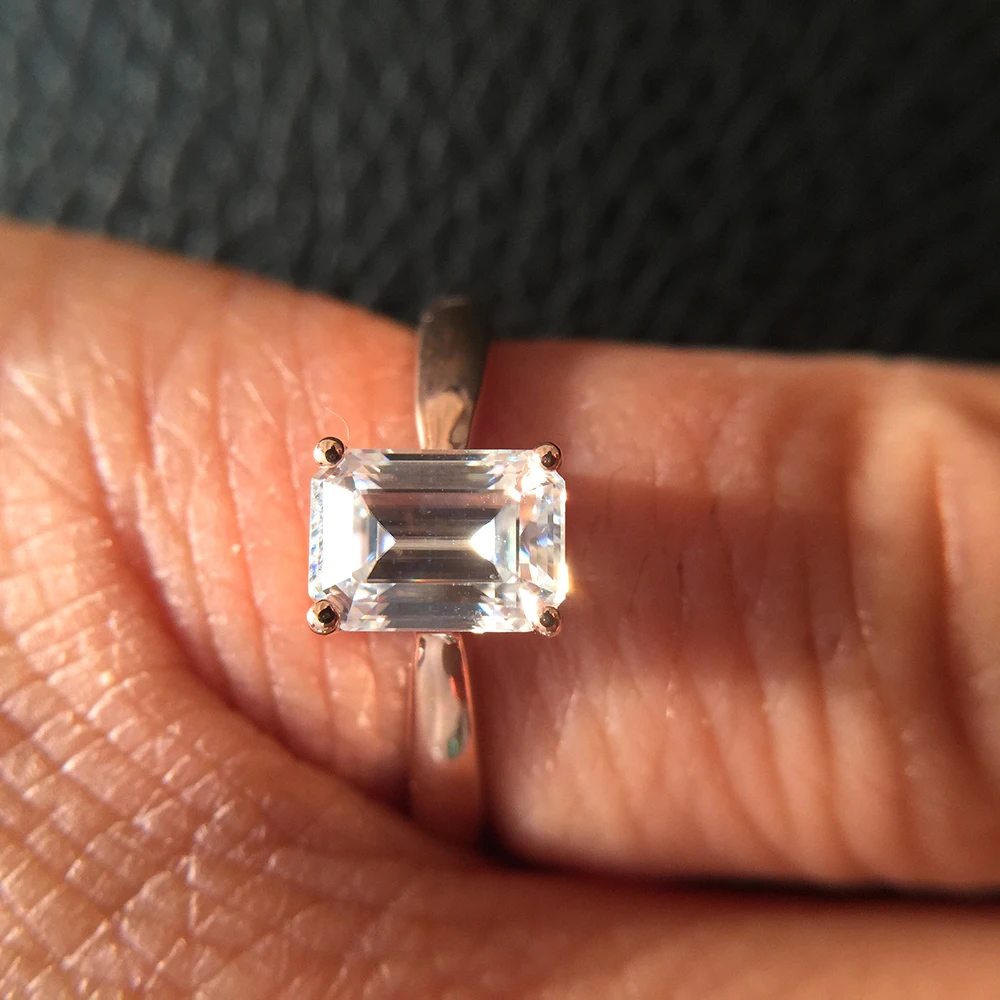 1ct 5x7 мм G VVS изумруд отличная огранка муассанит обручальное кольцо Solitaire Стерлинговое Серебро для женщин