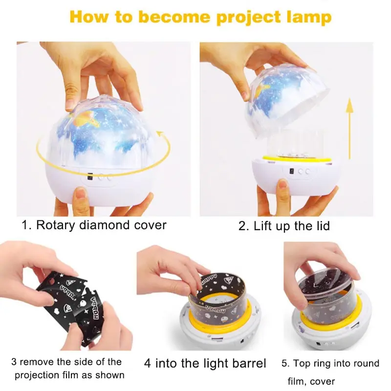 Magic Universe Earth Moon LED Projection Lamps 3D Rotary Sound Bluetooth Holiday Night Lights Kids Christmas Decorative | Освещение