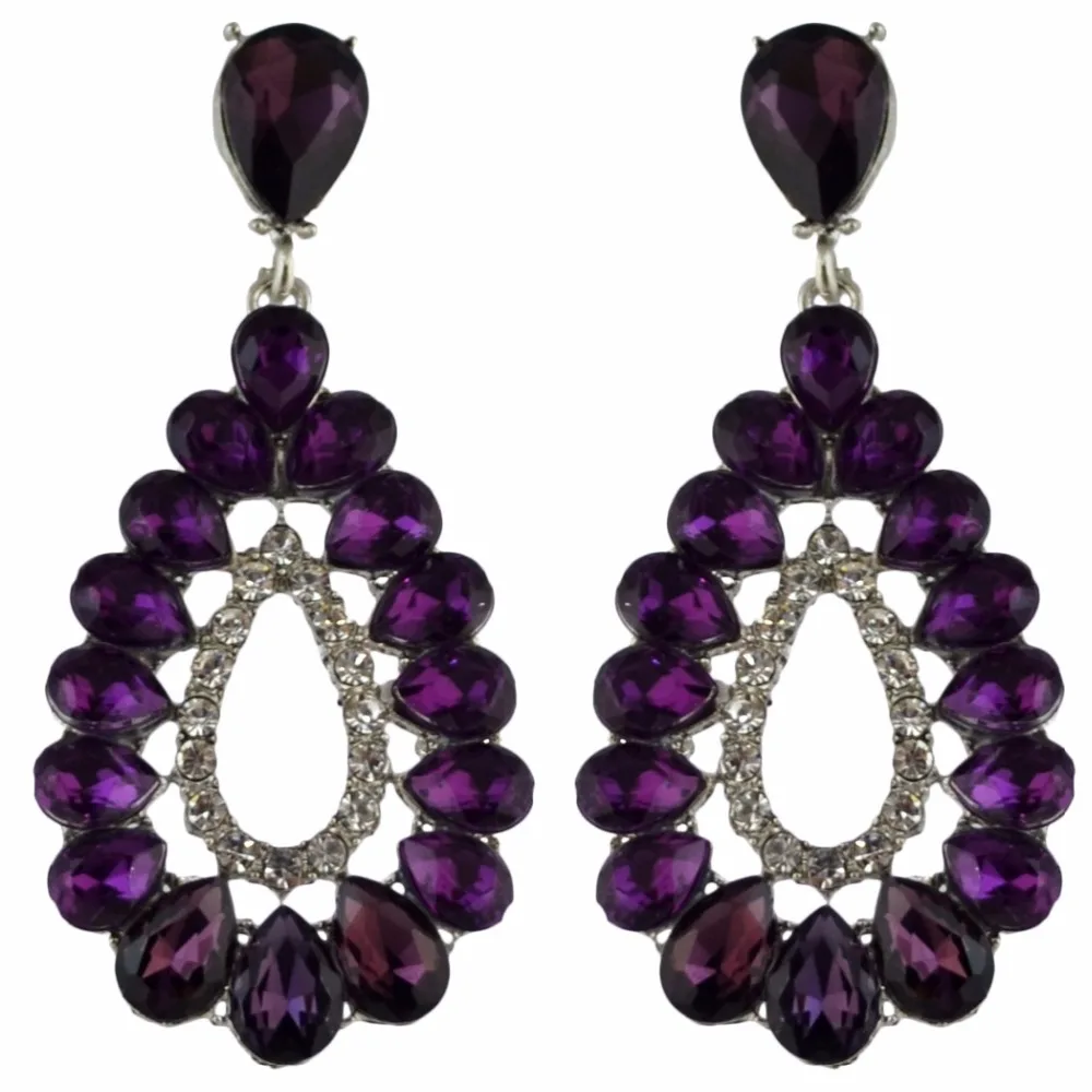 Женские серьги-подвески с кристаллами длинные висячие серьги большим кристаллом