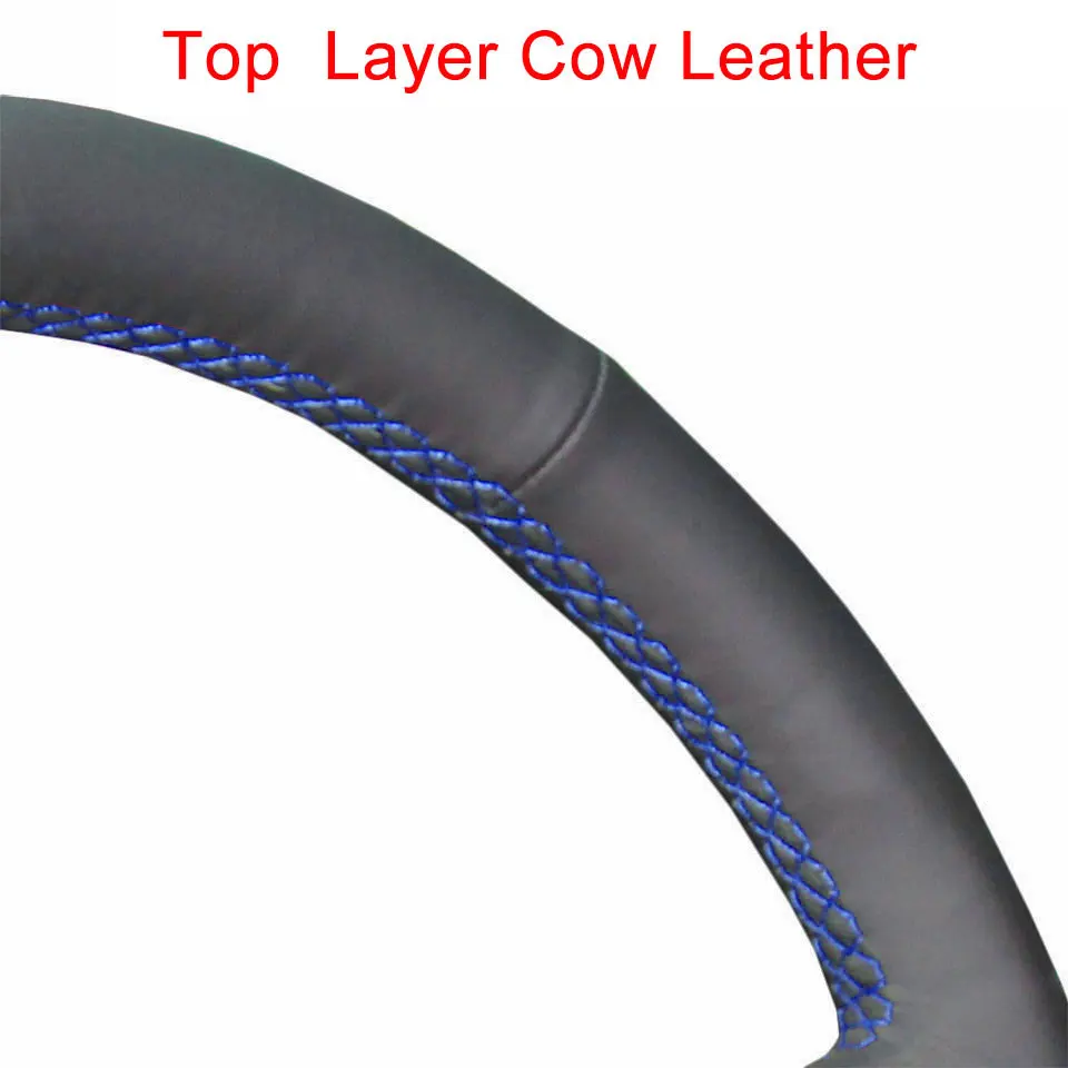 Blue Thread No Hole Верхний слой коровья кожа Чехлы рулевого колеса автомобиля чехол для Chevrolet Captiva Авто рулевое покрытие DIY Ручная прошивка - Название цвета: Blue Thread No Hole