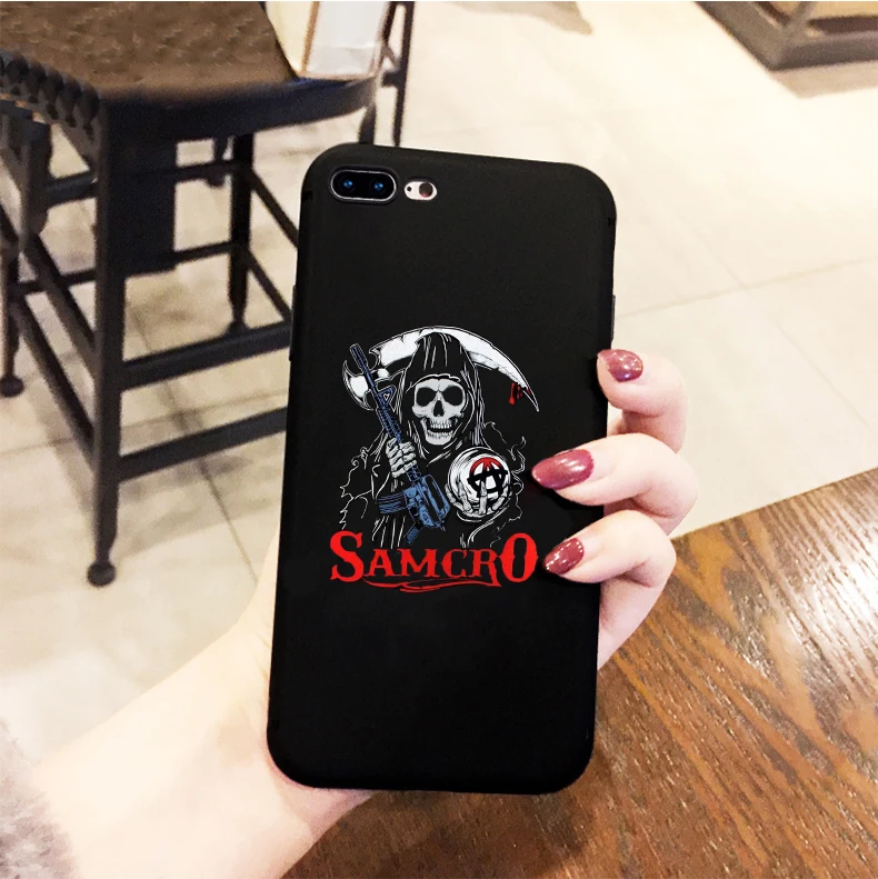 Чехол для телефона American TV Sons of Anarchy iphone 6 X XR XS MAX 7 8 Plus 11 Черный силиконовый чехол