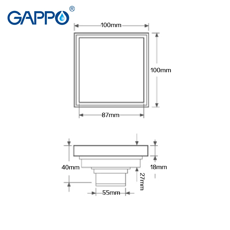 GAPPO античный дренаж квадратная линейная плитка для ванной комнаты Крышка Пробка