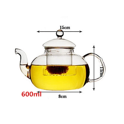 600ml 400~ 1000 мл хороший термостойкий Стеклянный Чайник Пуэр Цветущий чайник Microwavable безопасный для плиты чай горшок Onsale чайная посуда подарочный набор - Цвет: 600ml