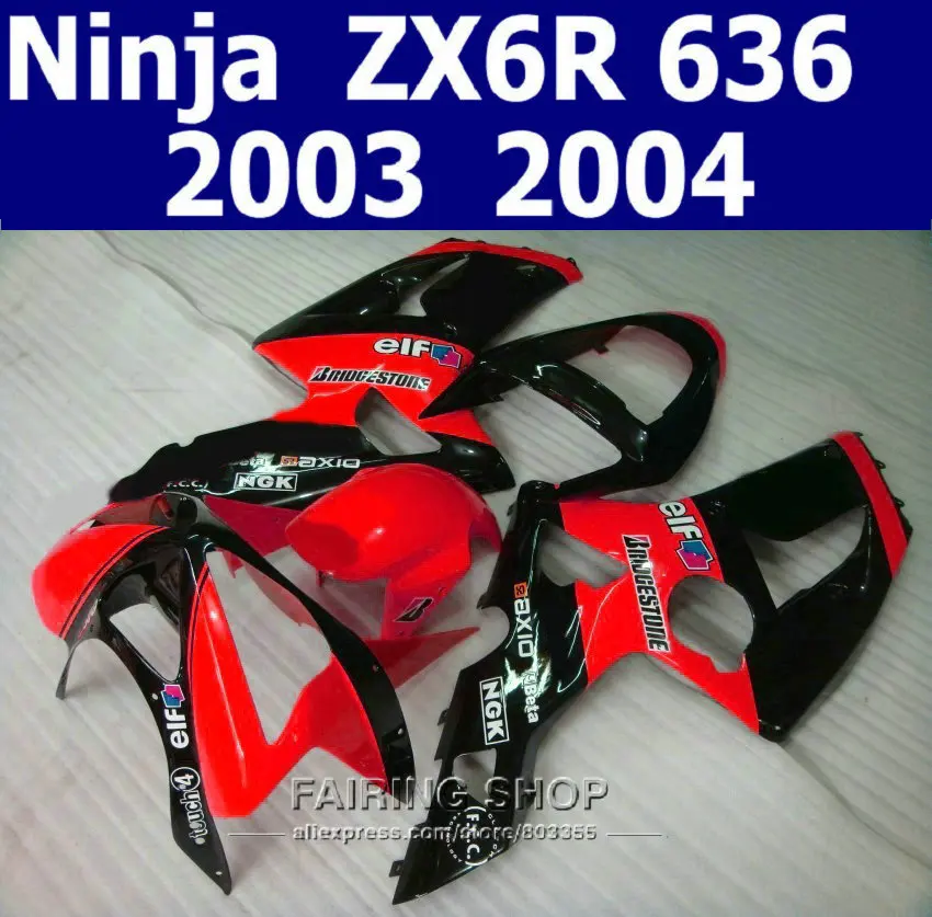 Комплект обтекателей на вторичном рынке для Kawasaki Ninja ZX6R 2003 2004 03 04 красные