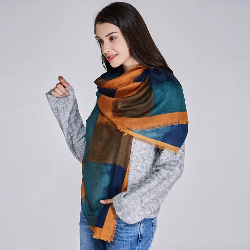 Jinjin. QC2019 брендовые шарфы для женщин и шали в клетку echarpe foulard женская зимняя