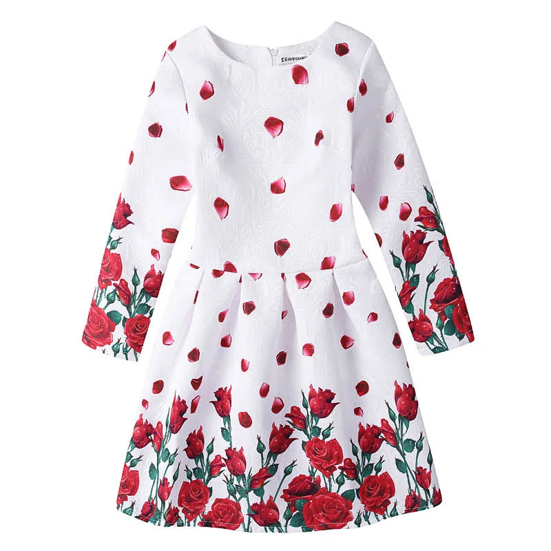 Зимнее платье для девочек Детские платья с длинными рукавами Одежда Vestido детская