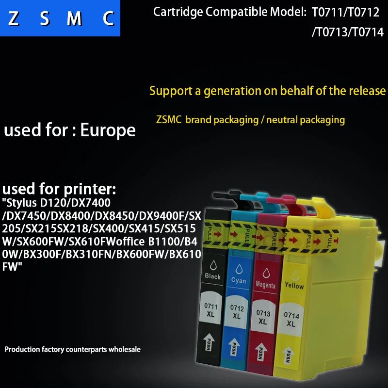 4 шт. Совместимый картридж EPSON T0711 T0715 подходит для принтера D78/D92/DX7000F/DX5000/DX4050/4000|epson