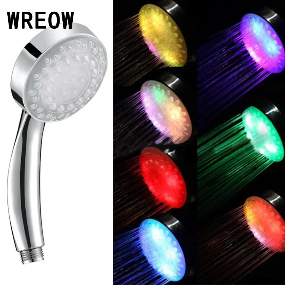 

Romantic Automatic 7 Color Changing Shower Head Filter 4 Led Luminous Light-up Anion SPA Bathroom Showerhead