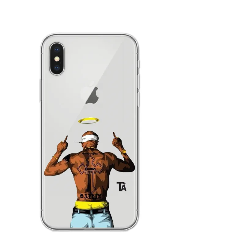 2Pac Makaveli Tupac Amaru Shakur Soft silicone Phone Cover Case For iPhone 5 5S SE 6 6S 6Plus Plus 7 7Plus 8 8Plus X Cases |