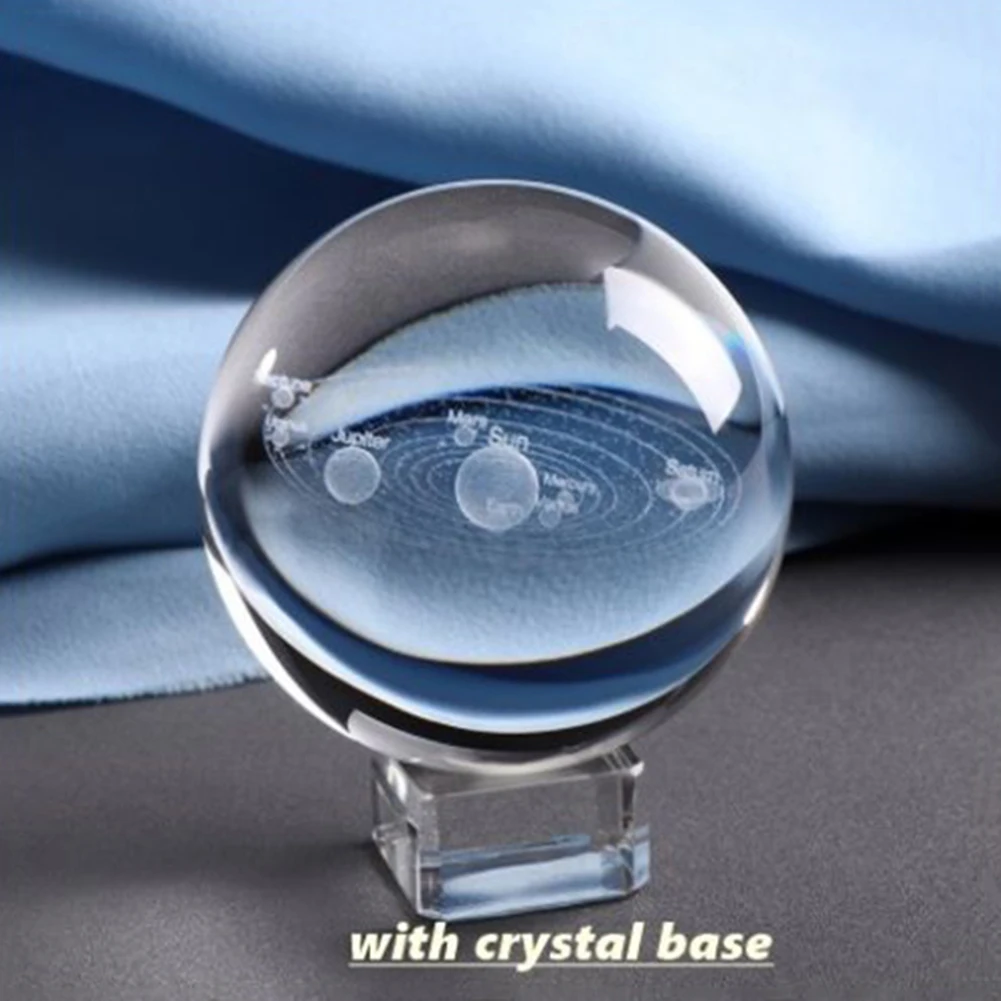 Crystal Base 3D солнечная система миниатюрный хрустальный шар Выгравированные планеты модель домашний декор подарки HVR88 - Цвет: Crystal Base