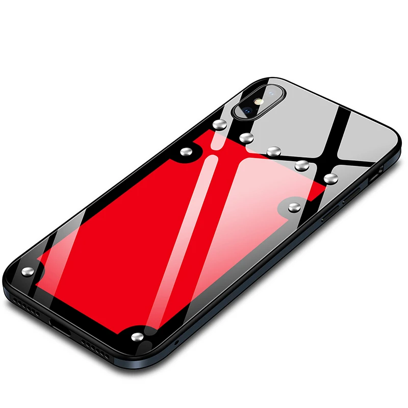 Чехол из закаленного стекла для iPhone X металлический бампер ТПУ нано стекло задняя