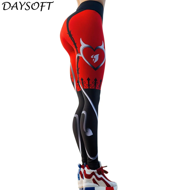 Daysoft пикантные сердце Push Up леггинсы Для женщин Высокая Талия тренировки Леггинсы